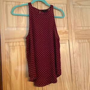 burgundy polka dot tank top